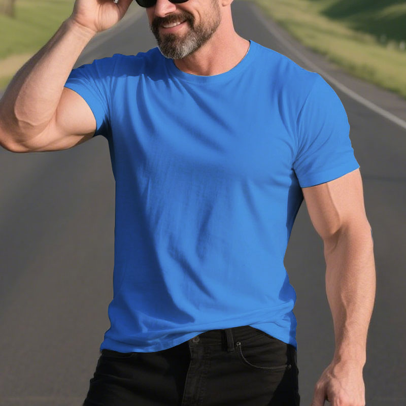 100% Cotton Short Sleeve Solid Color Simple T-Shirt Dtt250600581