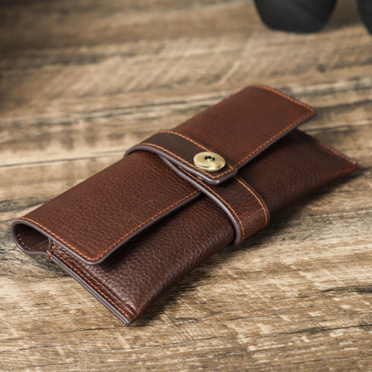 Men's Portable Handmade Top Layer Cowhide Magnetic Buckle Glasses Storage Bag 9901318635704