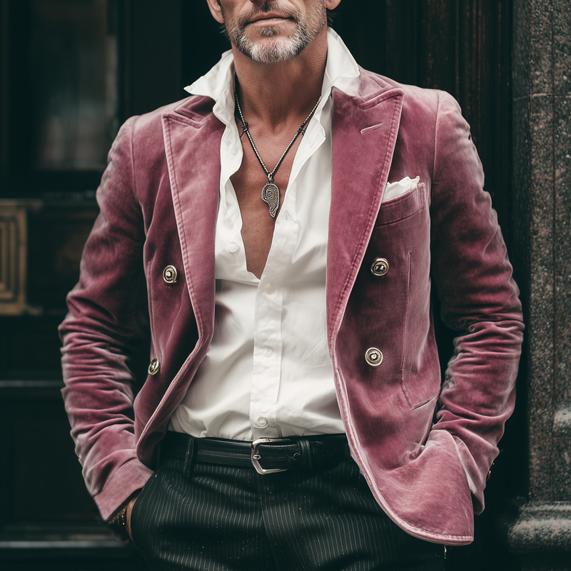 Men's Classic Business Velvet Double-breasted Blazer DTT25082019