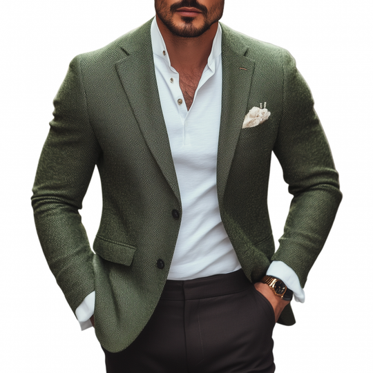 Men's Vintage Elegant Tweed Notch Lapel Single-breasted Slim-fit Blazer DTT25081312