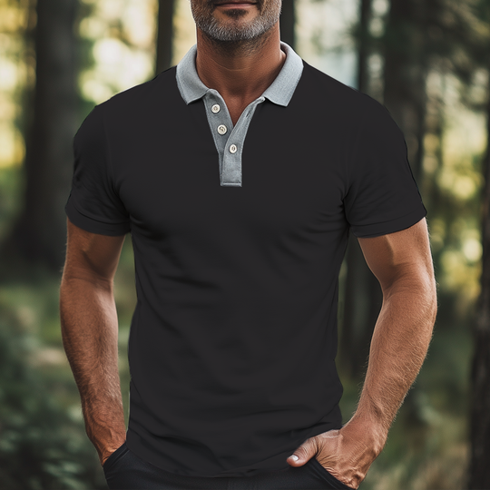 Men's Business Colorblock Polo Neck Short Sleeve T-Shirt DTT25072515