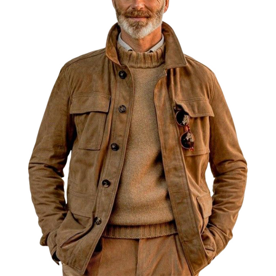 Men's Vintage Suede Multi-Pocket Button Jacket 9892386504888