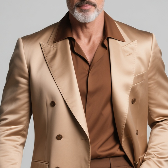 Men's Solid Satin Peak Lapel Double Breasted Casual Blazer DTT25072919