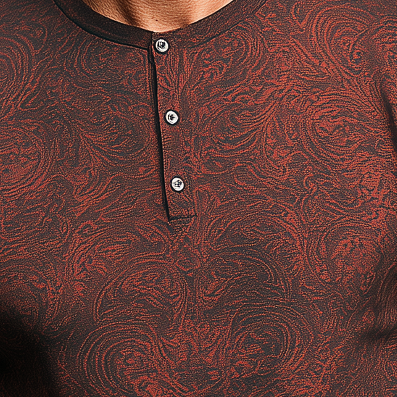 Men's Summer Fashion Personalized Printed Polyester Blended Short Sleeve Henley Shirt DTT25062006