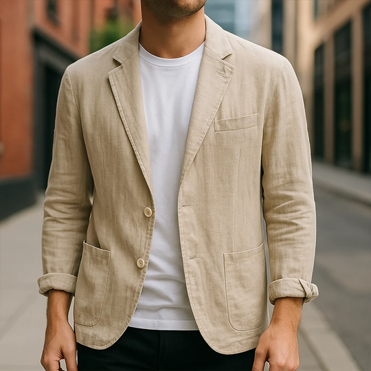 Men's Vintage Casual Washed Linen Single Breasted Blazer DTT25072817