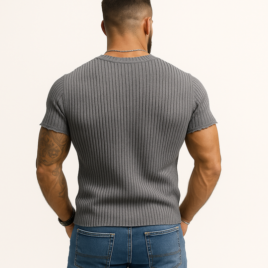 Men's Summer Fashion Elegant Thin Knitted V-neck Short Sleeve T-shirt DTT25062007