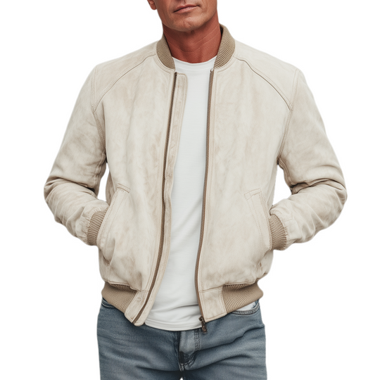 Men's Classic Casual Lightweight Suede Zip-Up Bomber Jacket DTT25080118