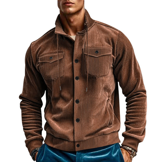 Men's Vintage Corduroy Lapel Multi-Pocket Jacket 9885797351608