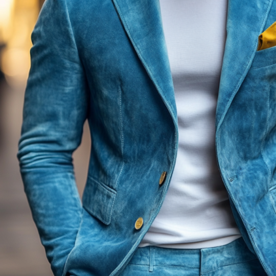 Men's Fashion Suede Single-Breasted Peak Collar Blazer 9893974573240