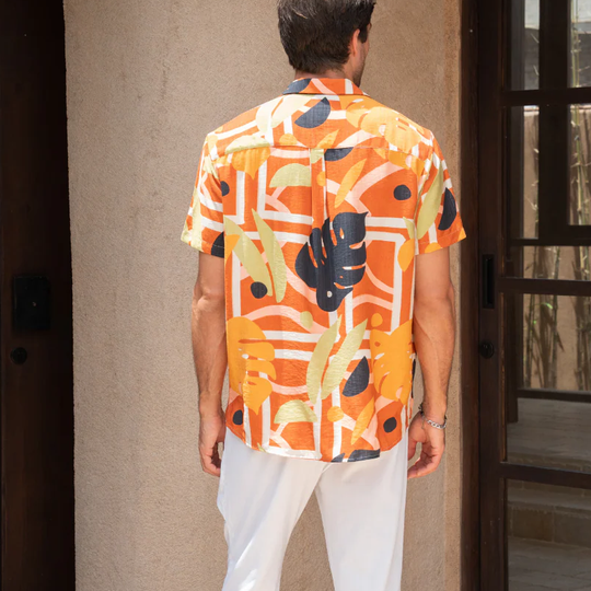 Men's Spring And Summer Fashion Casual Tencel Cotton Blended Printed Short Sleeve Shirt DTT25071110