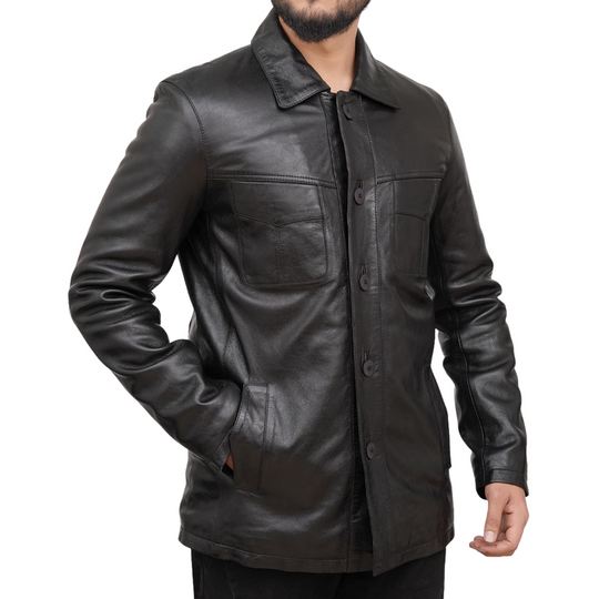 Men's Casual All-match Lapel Single-breasted Leather Jacket 9893974376632