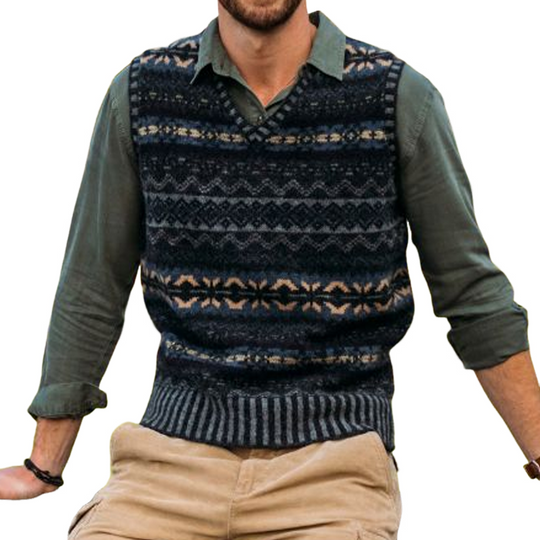 Men's Retro Geometric V-Neck Sleeveless Knit Vest 9891528704184