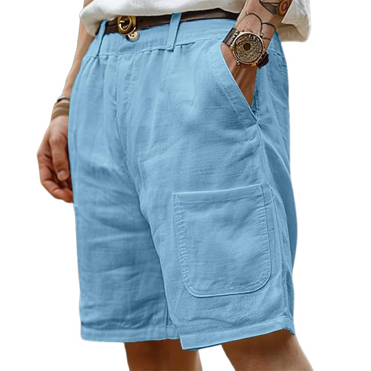 Men's Cotton And Linen Solid Color Casual Shorts DTT25071101