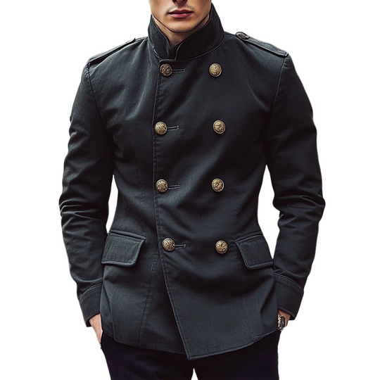 Men's Double-breasted Thin Stand Collar Blazer DTT25073012