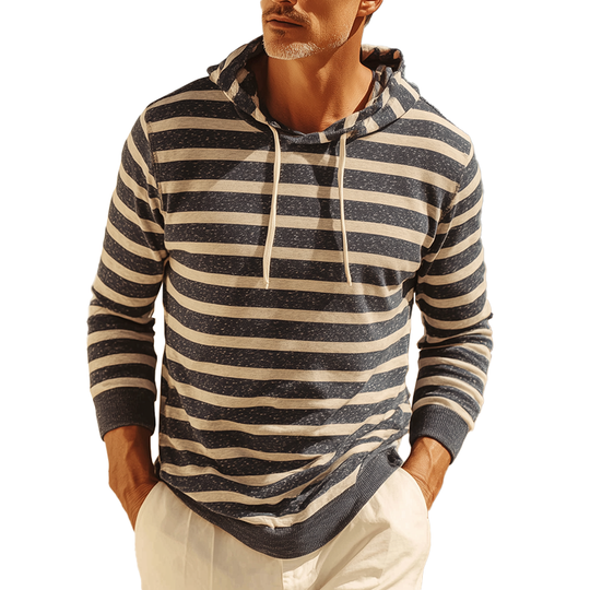 Men's Fashion Striped Print Cotton Blend Hooded Sweatshirt DTT25081807