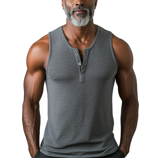 Men's Summer Fashion Cotton Blend Henley Collar Tank Top DTT25062714