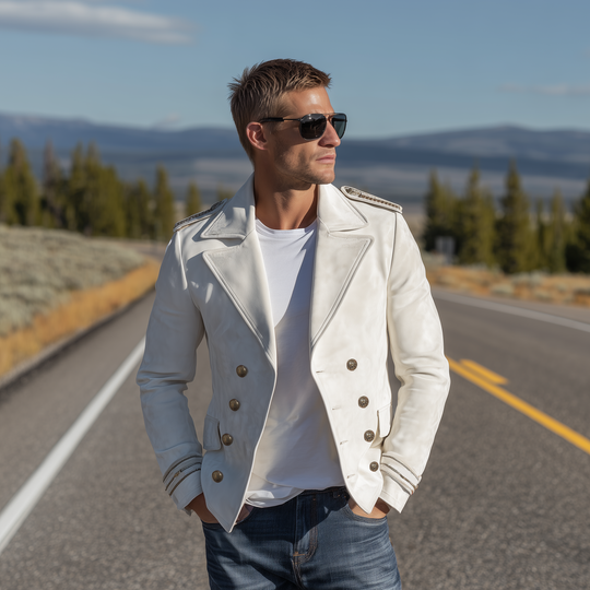 Men's Classic Retro Western Lapel Suede Cropped Double Breasted Jacket DTT25081410
