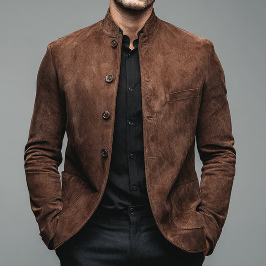 Men's Vintage Faux Suede Stand Collar Jacket DTT25081204