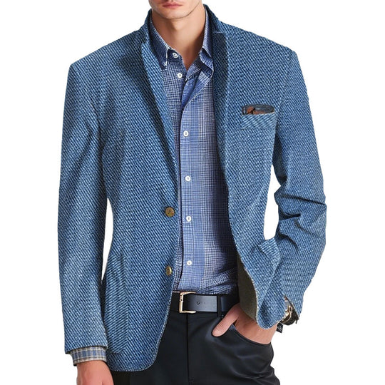 Men's Vintage Cotton Twill Printed Lapel Multi-Pocket Casual Blazer Dtt733954232
