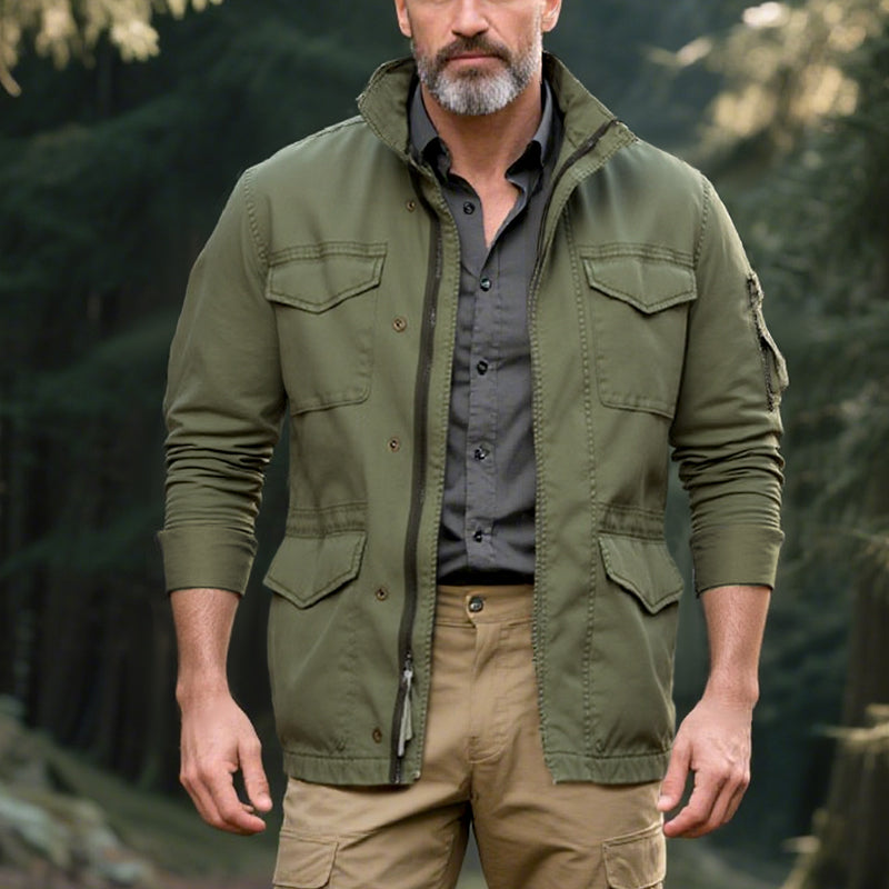 Men's Retro Casual Field Multi-Pocket Work Jacket Dtt081395384