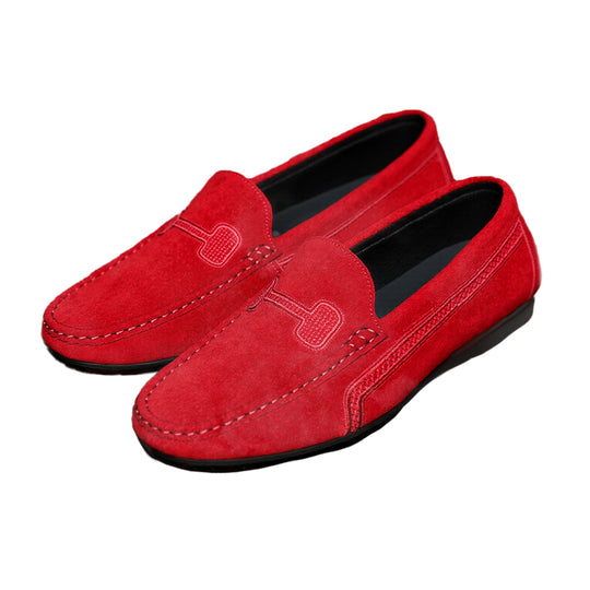 Men's Casual Solid Color Slip On Leather Flat Loafers Shoes Dtt555663544