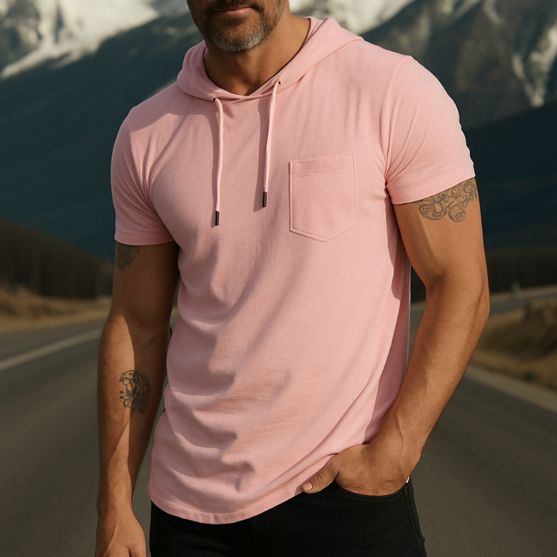 Men's Retro Casual Cotton Hooded Short Sleeve T-Shirt DTT25071811