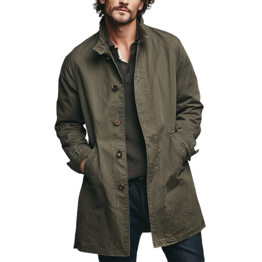 Men's Cotton Washed Vintage Lapel Single-Breasted Coat DTT25081118