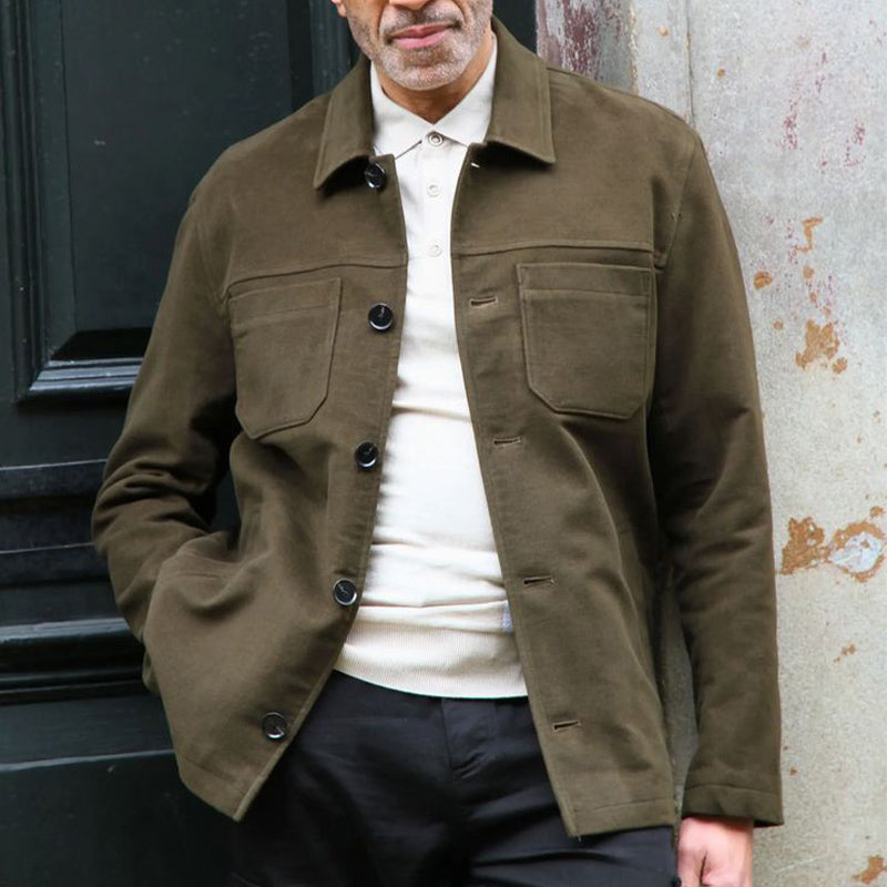 Men's Vintage Army Green Cotton Button Jacket 9899721064632