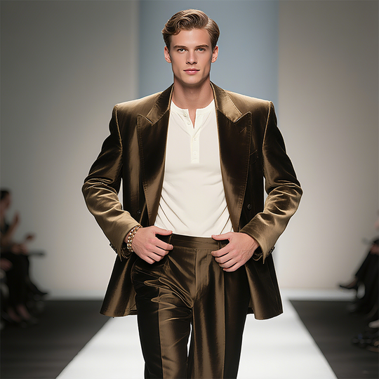 Men's Classic Vintage Style Luxe Satin Double Breasted Blazer DTT25062614