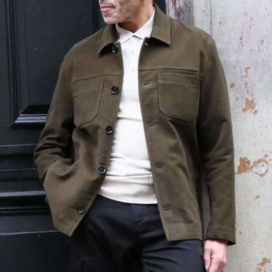 Men's Vintage Army Green Cotton Button Jacket 9899721064632