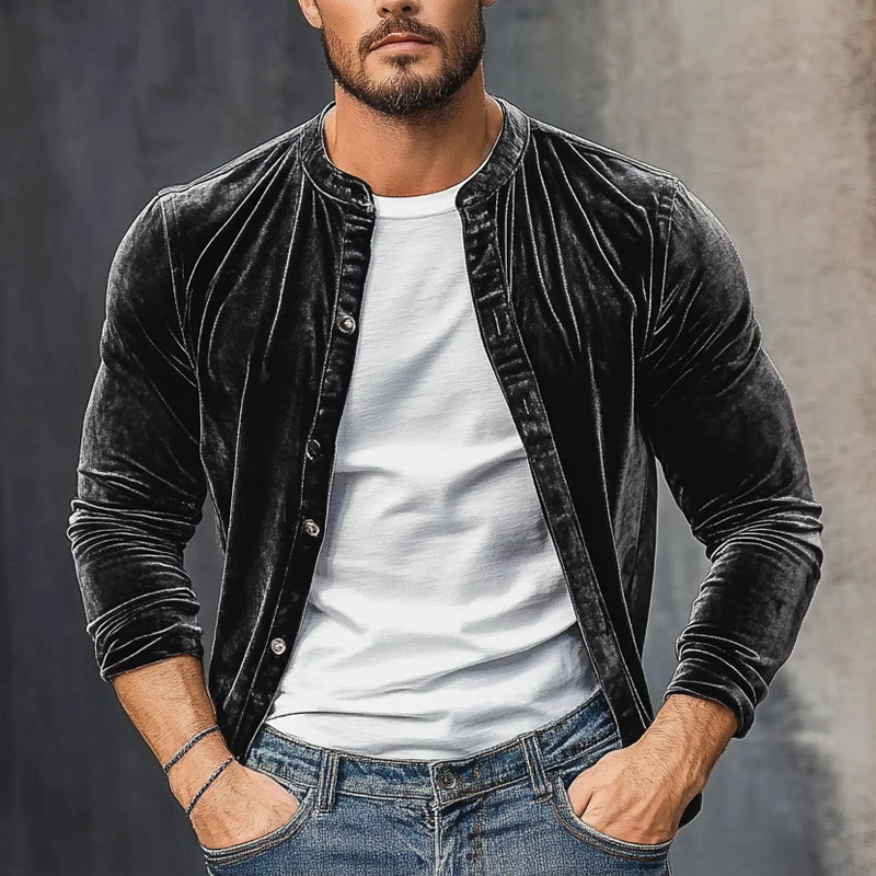 Men's Velvet Vintage Crew Neck Shirt DTT25061211