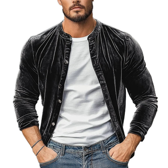 Men's Velvet Vintage Crew Neck Shirt DTT25061211