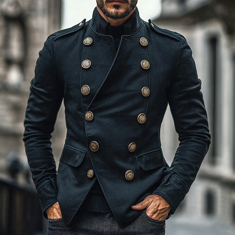Men's Slim Fit Double Breasted Crew Collar Jacket 9906101846200