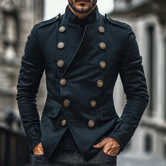 Men's Slim Fit Double Breasted Crew Collar Jacket 9906101846200