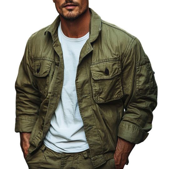 Men's Vintage Cotton Blend Lapel Single-Breasted Jacket DTT25082510