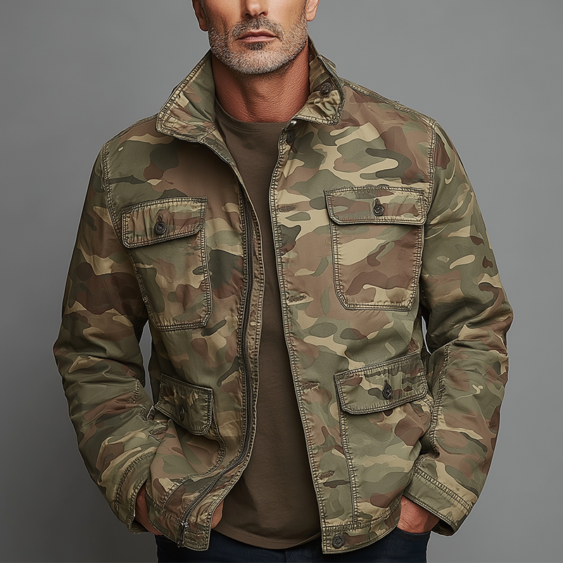 Men's Vintage Washed Camouflage Jacket DTT25081103