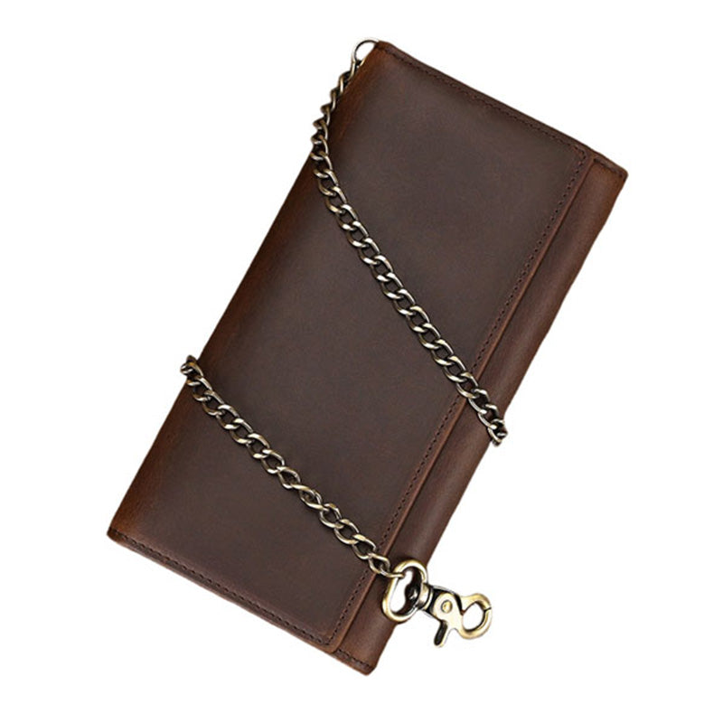 Men's Genuine Leather Vintage Chain Anti-Theft Clutch Bag 9262188822712