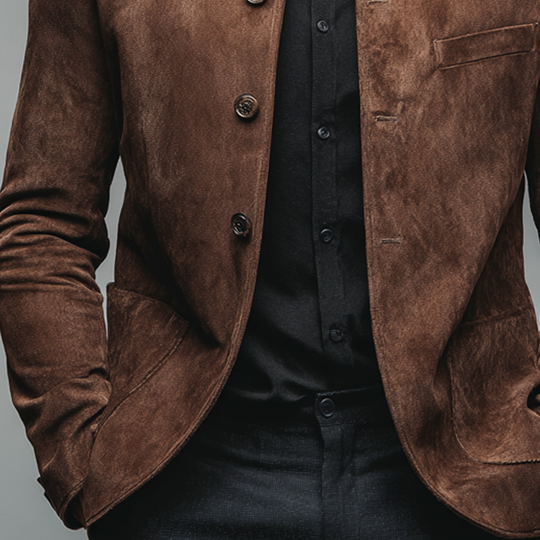 Men's Vintage Faux Suede Stand Collar Jacket DTT25081204