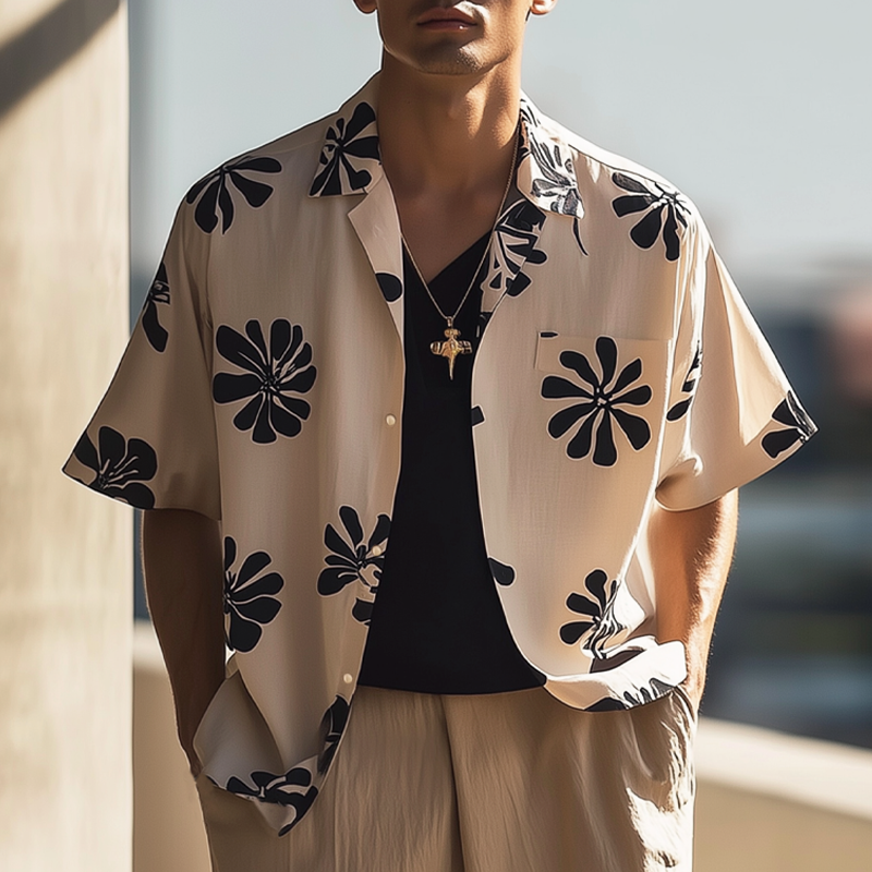 Men's Summer Casual Printed Loose Short Sleeve Shirt DTT25061101