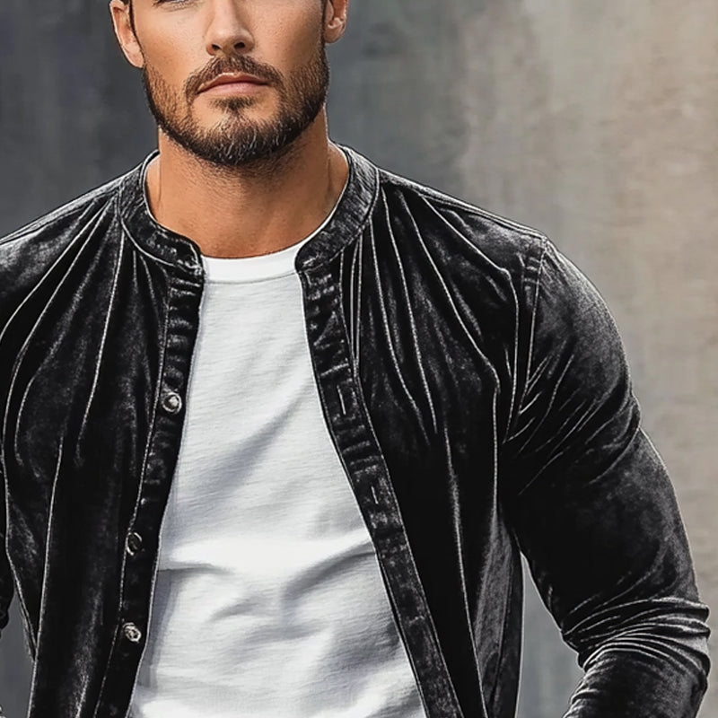 Men's Velvet Vintage Crew Neck Shirt DTT25061211