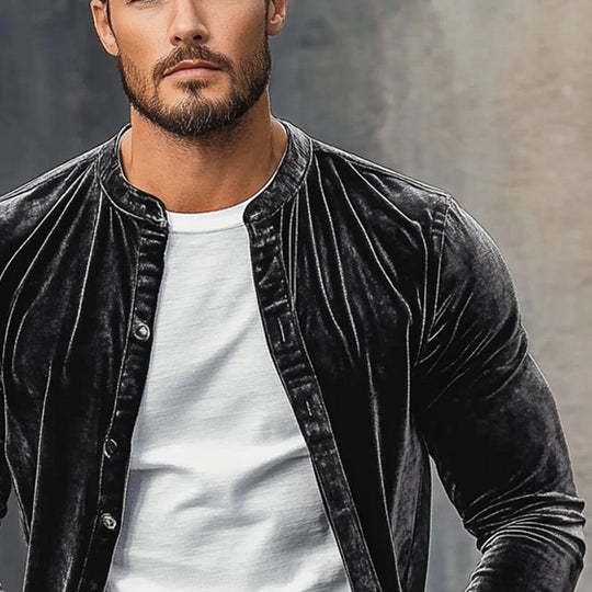 Men's Velvet Vintage Crew Neck Shirt DTT25061211