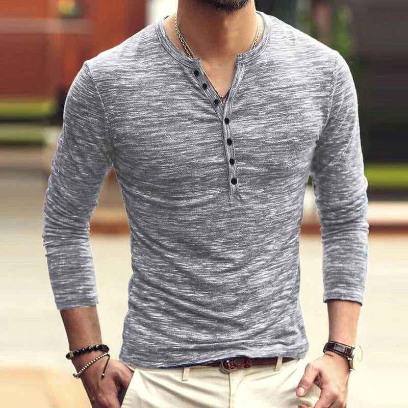 Men's Round Neck Solid Color Henley Shirt 9261122257080
