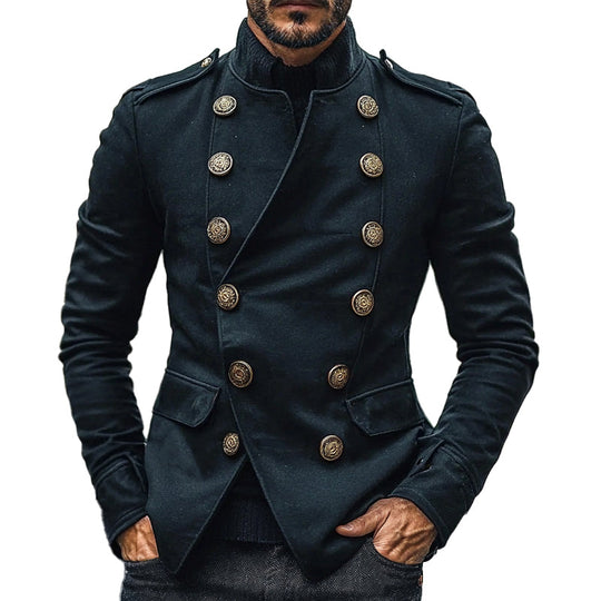 Men's Slim Fit Double Breasted Crew Collar Jacket 9906101846200