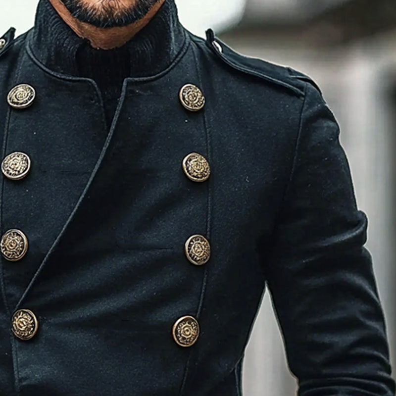 Men's Slim Fit Double Breasted Crew Collar Jacket 9906101846200