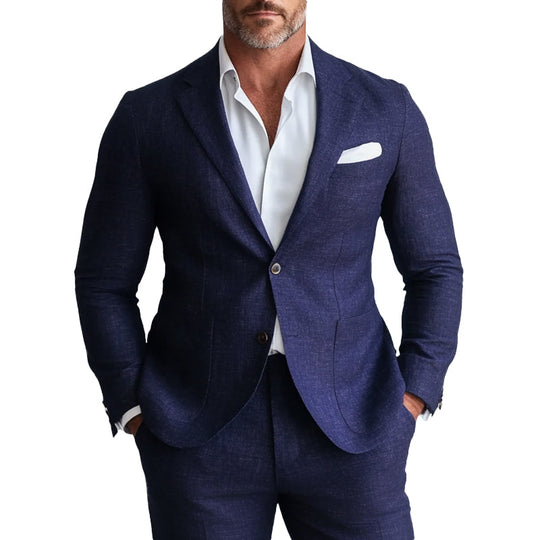 Men's Business Notched Lapel Two Button Patch Pocket Blazer 9903587688632