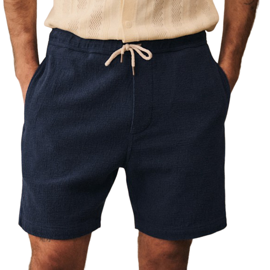 Men's Casual Breathable Cotton Blended Pleated Fabric Elastic Shorts DDT25052809