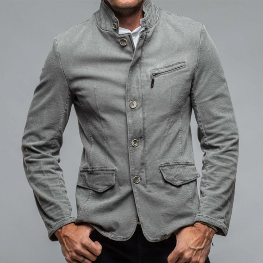Men's Retro Casual Slim Fit Stand Collar Multi-Pocket Jacket 9901327024312