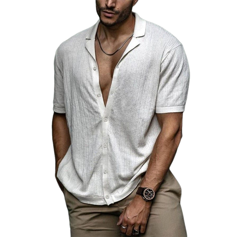 Men's Classic Casual Slim Fit Knit Short Sleeve Shirt 9893976342712