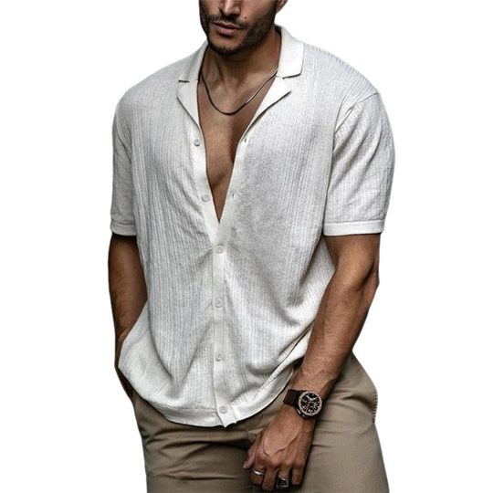 Men's Classic Casual Slim Fit Knit Short Sleeve Shirt 9893976342712