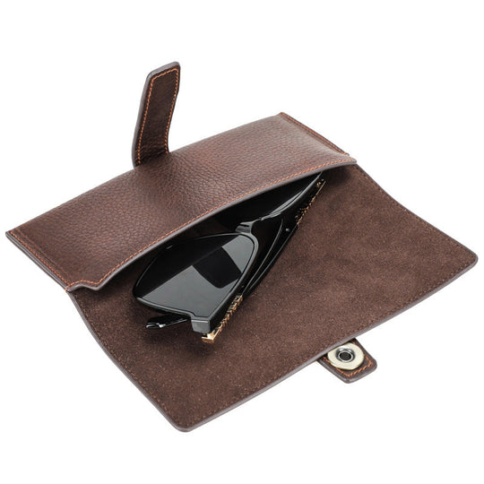 Men's Portable Handmade Top Layer Cowhide Magnetic Buckle Glasses Storage Bag 9901318635704